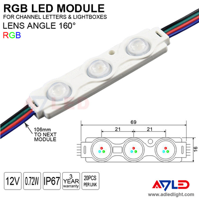 RGB LEIDENE Modulelichten SMD 5050 Waterdichte Backlight-Signage 3 Kleur die 12 Volt veranderen
