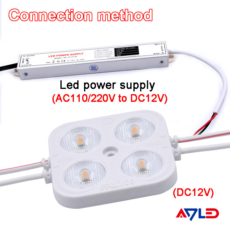 12v 4w led-injectie module voor buitenreclame smd 2835 vierkante 4 led-module van hoge kwaliteit